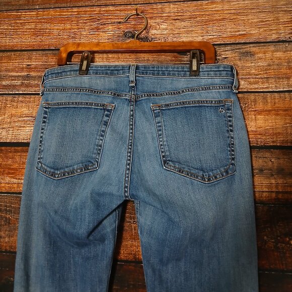 Rag & Bone Jeans Size 29 Dre Low Rise Slim Boyfriend Raw Hem Crop Blue Denim - Picture 5 of 10